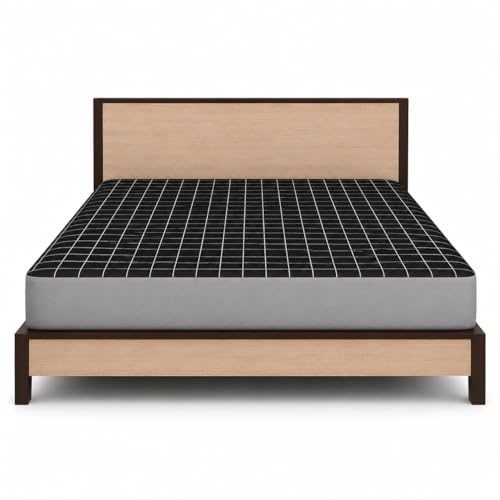 Image of Waterproof Mattress Protector, Black Check, Single Size 30x72 Inch | 100% Waterproof, Non Woven Fabric, Fitted with Elastic, Hypoallergenic, 10 Inch Deep Pocket