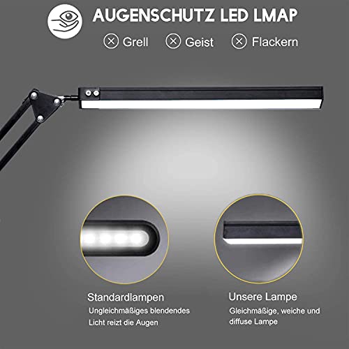 Liraip LED Schreibtischlampe, 14W Architektenlampe,Verstellbarem Arm Faltbar,5V/2A USB-Kabel,Stufenloses Dimmen… – Bild 4