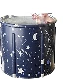 Vasca da bagno portatile pieghevole for adulti Secchio Bagno di grande capacità ghiaccio invernale per Adulti(70X65cm Blue)