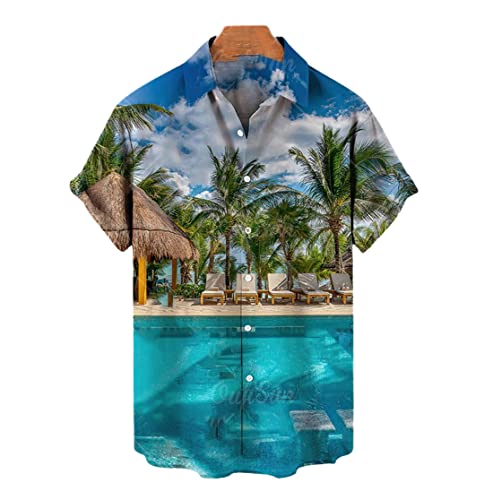 Chemise hawaïenne homme style imprimé cocotier 3D pour vos vacances d'été