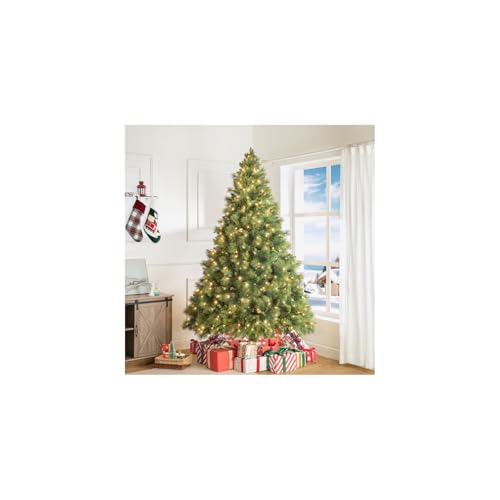 Naomi Home Vail 7.5ft Prelit Artificial Christmas Tree with Pine Cones, Foot Pedal, 1556 Branch Tips, 750 Warm Lights and Metal Stand, 61
