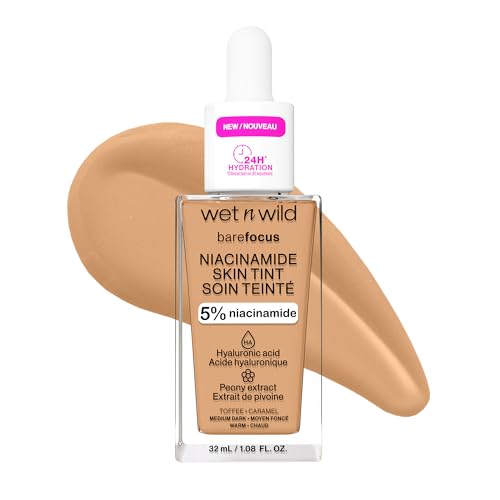 Image of wet n wild Bare Focus Skin Tint, 5% Niacinamide Enriched, Buildable Sheer Lightweight Coverage, Natural Radiant Finish, Hyaluronic & Vitamin Hydration Boost, Cruelty-Free & Vegan - Toffee