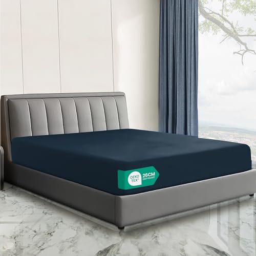 Linen World Hotel Quality 4FT Small Double Fitted Sheet (122×190cm) Charcoal – 26cm Deep Pocket Brushed Microfiber Bottom Sheet, OEKO-TEX Certified, Soft & Breathable Easy Care Bed Sheet