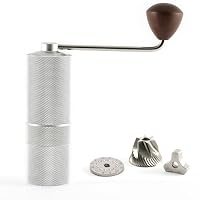 Hanseküche Kaffeemühle - Manuelle Kaffeemühle mit Präzisions-Edelstahlmahlwerk und Holzgriff - Kegelmahlwerk für Espresso, Espressomühle (Silber Matt)) – Ansicht 1