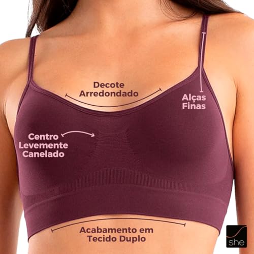 Kit 02 Top Nadador Microfibra She by Mash | 1 Preto - 1 Vermelho Bordô | G