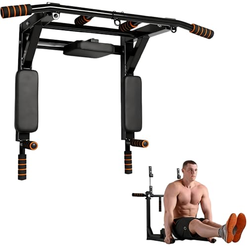 STARBRILLIANT Pull Up Bar Wall Mounted Chin Up Bar Wall Mount Multifunctional Dip Station for Indoor Home Gym Workout,Power Tower Set Training Equipment Fitness Dip Stand Supports to 440 Lbs