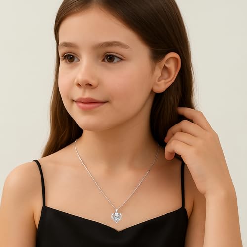 Heart Pendant Necklaces for Women Girls,Mothers Day Gifts for Mom Daughter Nana Grandma Wife Girlfriend Granddaughter Christmas Birthday Wedding Graduation Jewelry Gifts from Daughter Son,925 Sterling Silver Diamond Necklaces2