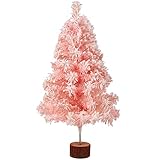Árbol de Navidad esmerilado con nieve: el pequeño árbol de Navidad rosa mide 60 cm que cuenta con cientos de puntas de ramas esmeriladas de nieve hechas individualmente para crear ramas con cuerpo.