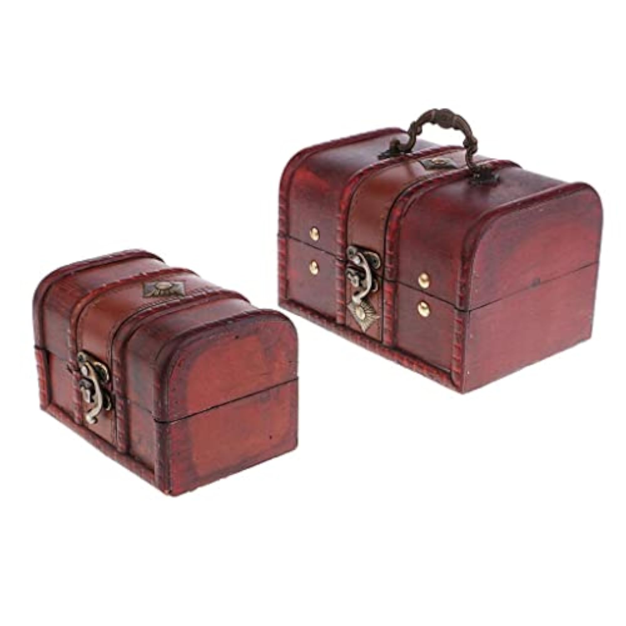 2Pcs Vintage Wood Jewelry Box for Necklace & Bracelet Storage