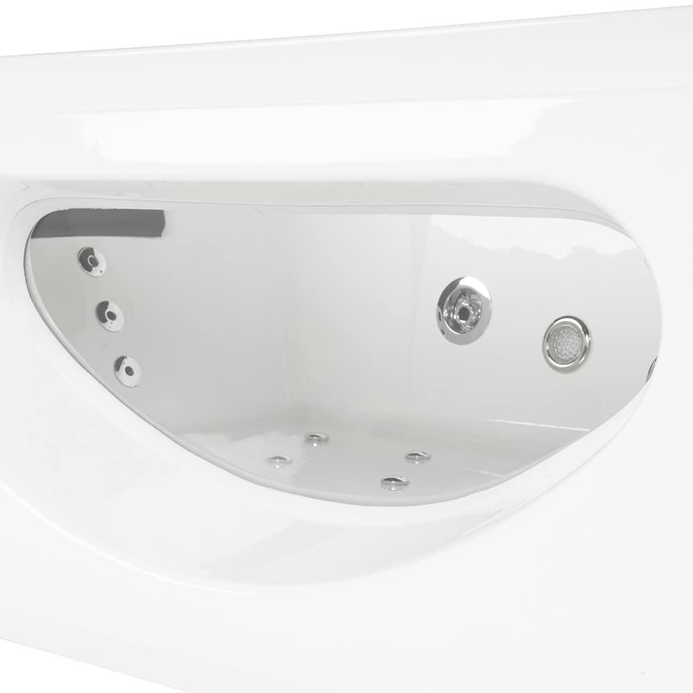 Home Deluxe - Baignoire balnéo - LAGUNA M - Blanc, dimensions : 180 x 90 x 55 cm - avec radio, chauffage et luminothérapie I Baignoire d'angle pour 2 personnes, baignoire balnéo d'intérieur