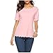 Produktbild T-Shirt Damen Kurzarm Oberteile Schlichte schmale Kurzarm Damenbluse mit gebrannten Blumen gewellten Kanten Rundhals Hemd Casual Tops Bluse Sommer Oberteile Oben Hemd Oberteile Female Teenager