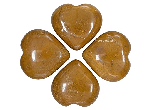 Image of Crystal Heaven Yellow Jasper Heart Palm Pebbles Stones For Anxiety Stress Relief Massage-Aaa Grade Original Healing Gemstone Agate Heart Palm Stone For Yoga Meditation Spiritual