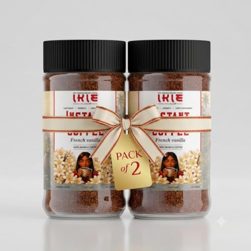 Image of IKIE Vanilla Instant Coffee Powder 100g (Pack of 2) | 100% Arabica Freeze-Dried | Natural Vanilla Flavour | No Chicory | Rich & Smooth Taste