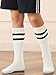 Haloumoning 3 Pairs Boys Soccer Athletic Socks Kids Striped Football Knee High Uniform Sports Tube Socks 4-15 Years
