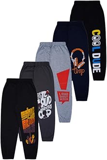 Sponsored Ad - Boy's Cotton Regular Fit Printed Track Pants (Pack fo 5)