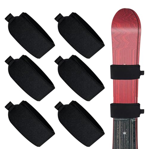Haodream 6 correas de sujeción para skigurt de invierno, almohadillas protectoras, cinta envolvente ajustable para familias, vacaciones de invierno, para llevar equipo de esquí, invierno, Navidad