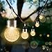 Solar Outdoor Lights Decorative 12 Pack, Hanging Solar Garden Lights Waterproof, Solar Powered Globe Cracked Glass Ball Lantern for Yard Patio Fence Tree Umbrella Holiday Decoration, Warm White
