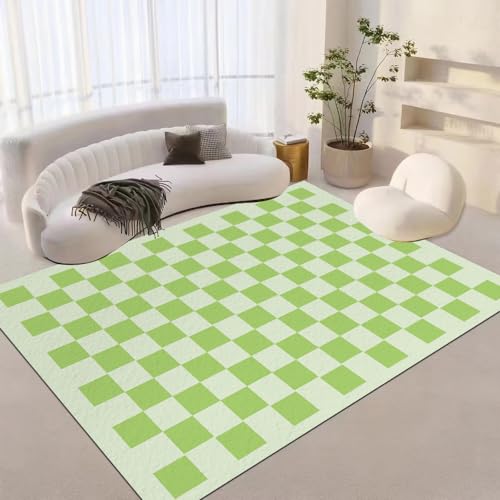 Eteyteay Teppich Mit Schachbrettmuster Für Wohnzimmer Und Schlafzimmer, Weicher Salbeigrüner...