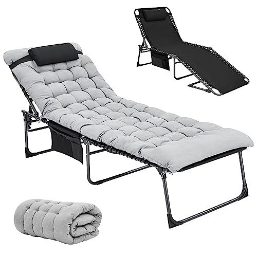 KingCamp XXL Colchoneta Tumbona Plegable Textileno 5 Posiciones Ajustables Soporta hasta 150kg Diseño Ergonómico Tumbona Jardin Exterior Tumbona Playa para Piscina Camping Jardín Interior Exterior