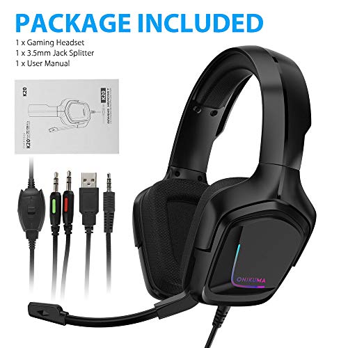 Fone de ouvido para jogos LCAZ RGB Som Surround Fones de ouvido USB 3,5 mm, fones de ouvido USB para