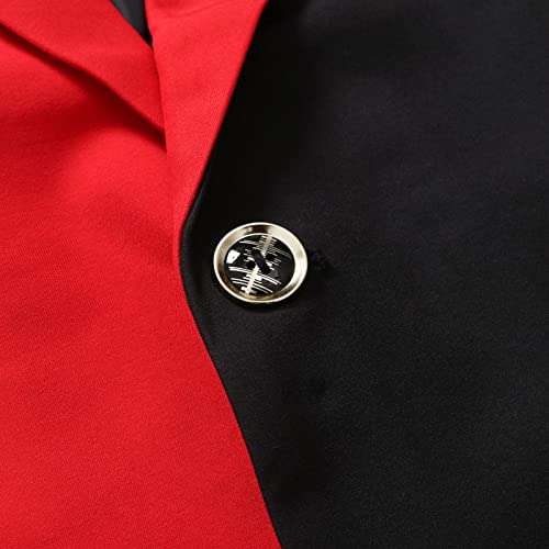 Costume décontracté à une rangée de boucles et veste à revers rouge premium - 2