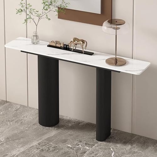 Consola moderna estrecha y mesa auxiliar compacta negra de 100 cm 2