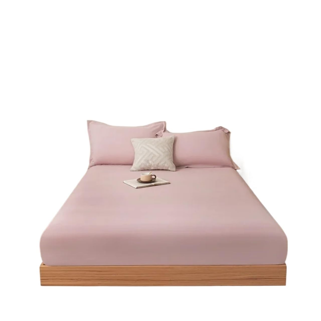 Coprimaterasso Coprimaterasso con elastico tinta unita singolo Doppio King Size senza federa(Light Pink,150x200cm)