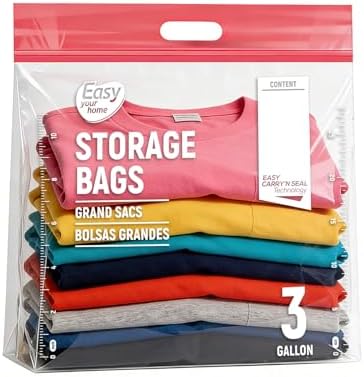 3 Gallon Zipper Lock Plastic Bags with Handle and Bottom,16"x18",...
