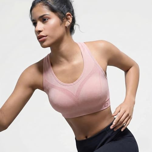 Image of FITTIN Supportive Sports Bras for Women: Padded Racerback for Yoga Workout | Full Coverage No Bounce Zero-Pressure Comfort Wide Strap Seamless for Pilates Gym - for C-DDD Cups Plus Size Large Bust Women