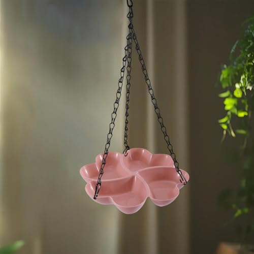 Mangeoire à oiseaux suspendue rose avec crochet accessoire extérieur pour jardin - 7