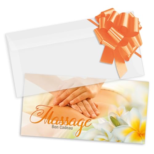 Bons cadeaux avec enveloppe et nœuds ruban pour coffret bien-être et massage MA9243F