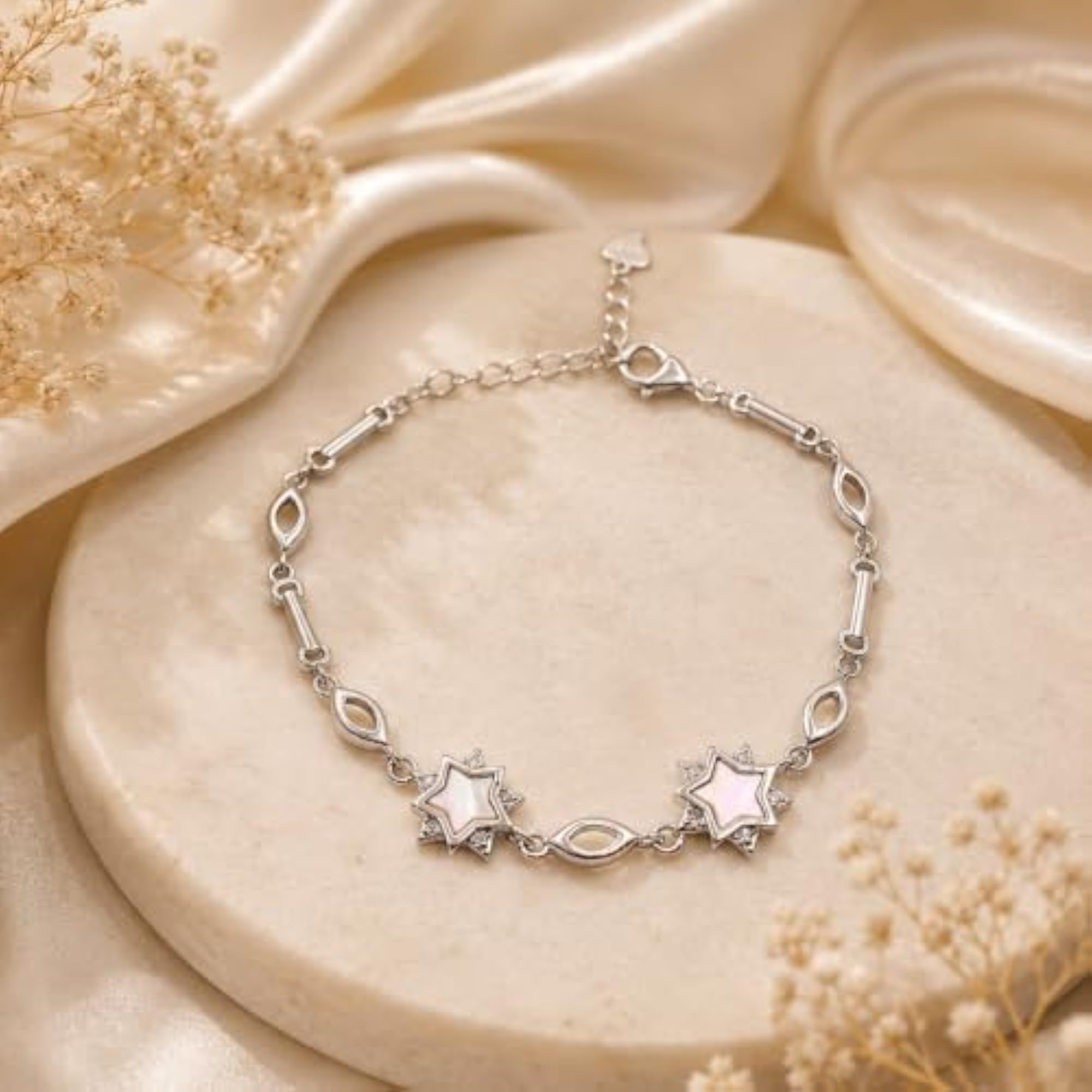 Women's 925 Sterling Silver Double Star Bracelet