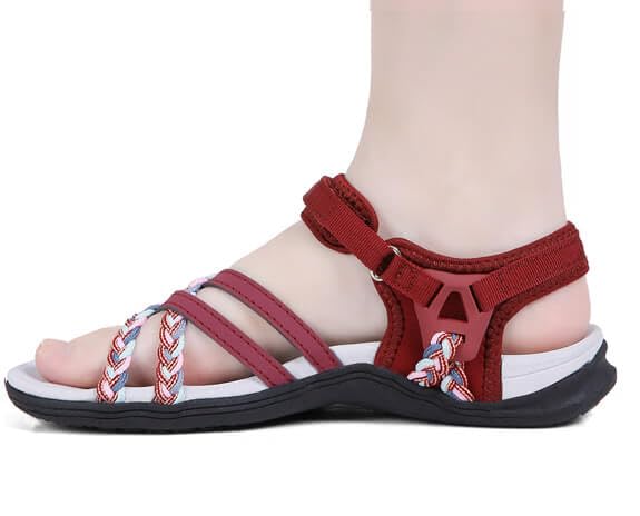 Image of UBFEN Womens Hiking Sandal Sport Sandal Straps with Adjustable Hooks Arch Support Water Sandal Beach Vacation Casual Camping Size 8 Bordeaux