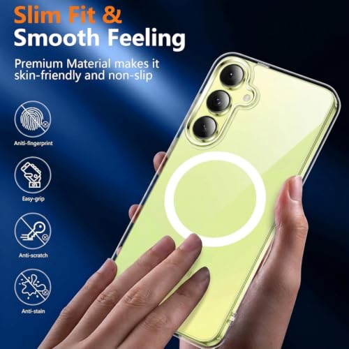 Image of DIZORO Crystal Clear Magnetic Compatible with Samsung A34 Back Cover case with Anti-Yellow ( Compatible with Magsafe ) Anti-Scratch | Shockproof Transparent Cover