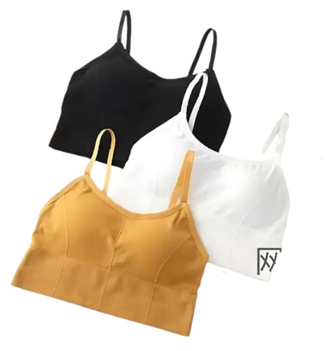 Texello Women’s Cotton Wire-Free Full Coverage Lightly Padded Sports Bra – Comfortable & Supportive Everyday Wear – Pack of 3