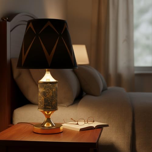 Image of ELARE Floral Fabric Shade Table Lamp | Romantic Room Valentine Day Love Gift Set for Couple, Boyfriend, Girlfriend, Wife, Husband, Men Anniversary Surprise Unique for Decoration & Home Decor LA1115