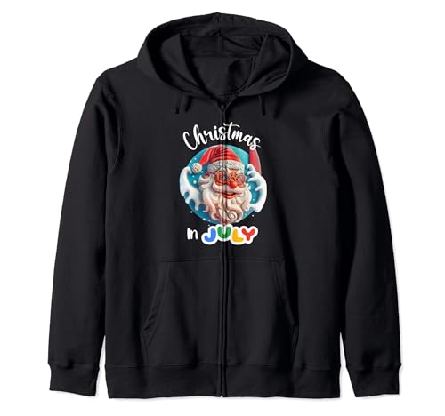Navidad en julio Santa En la playa Vacaciones de verano Navidad Sudadera con Capucha