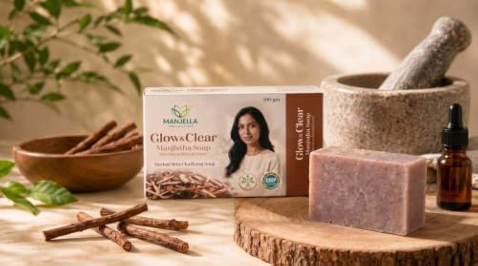 Manjella Manjistha Natural Papaya Extract Soap, Gentle Cleansing