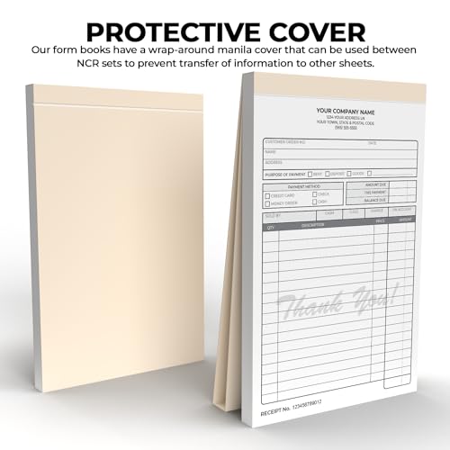 custom 5534 x 8534 carbonless ncr books in 2-part duplicate invoices receipts work orders sales orders purchase orders estimates quote forms with your companybusiness name 100 sets
