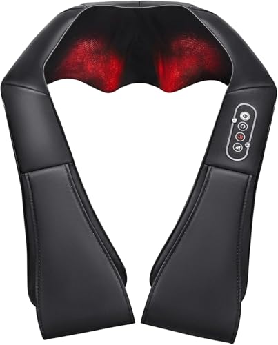 KNQZE Neck Shoulder Massage with Soothing Heat, Electric Shiatsu Back Massager 4D Deep Tissue Kneading Massagers for Full Body Muscle Pain Relief Relax, Christmas Birthday Gift, Not Cordless