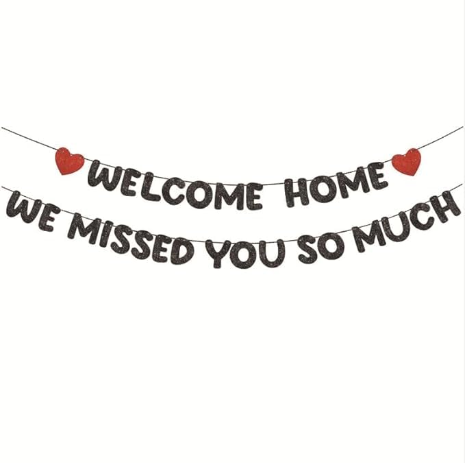 Military Theme Welcome Home Banner - Premium Fade-Resistant Homecoming Decor with Pre-Installed Rope, Elegant Black Red Party Banner for Adults