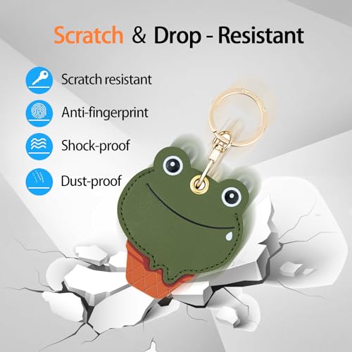 Image of Leather Keychain Case Holder Compatible with Apple AirTag, GPS Airtag Keychain Finder Tracker with Key Ring, Anti-Scratch Protective Air Tag Cover | Leather