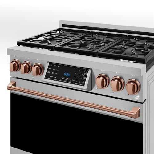 Image of Gordon Ramsay by THOR Kitchen 36 Inch Professional Liquid Propane Range with Tilt Panel Touch Control in Stainless Steel /Rose Gold