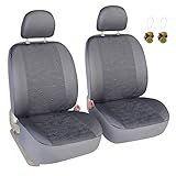 Leader Accessories Auto Grey 2 Front Seat Covers Universal Fit Cars SUV Trucks - Low Back Seat Protector with Airbag