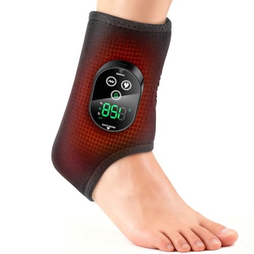 Cordless Foot and Ankle Massager for Pain Relief, Rechargeable Foot Massager for Neuropathy Ankle Heating Pad Wrap with Massage for Circulation, 6 Heat & 3 Vibration Levels, Auto Shut-Off (Black)