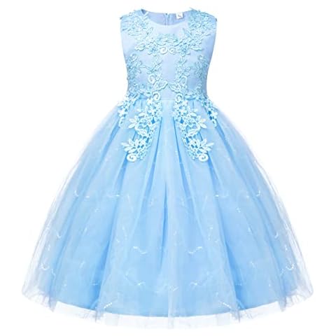Edjude Girl Formal Dresses Wedding Bridesmaid Flower Girl Dress Party Pageant Prom Ball Gown Christmas Birthday Gifts 7-8 Years Cover