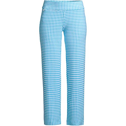 Lands' End Womens Starfish Crop Pants Island Turquoise/White Check Regular Large2