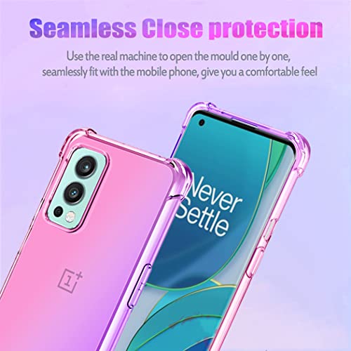 Case for Oneplus Nord 2 5G Cute Case Girls, Gradient Slim Anti Scratch Soft TPU Phone Cover Shockproof Protective Case for Oneplus Nord 2 5G (Pink/Purple)