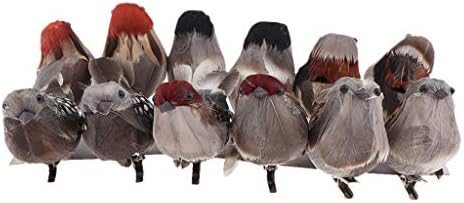 Fityle 12Pcs Artificial Christmas Xmas Feathered Birds Sparrow Tree Decoration Craft Ornaments