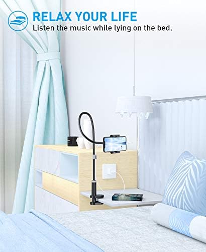 TRYONE Gooseneck Phone Holder - Flexible Holder for Bed, Lazy Long Arm 360 Adjustable Clamp Mount Stand for iPhone 13 12 11 Pro Xs, Max, Min, XR, X, 8, 7, 6 Plus, Samsung S10 S9, Smartphones